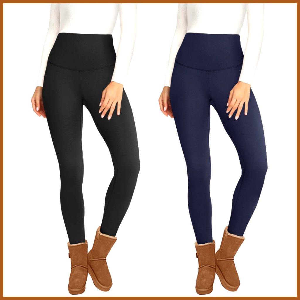 Fleece Lined Leggings For Women - Thermal Winter Warm Tights Tummy Control High